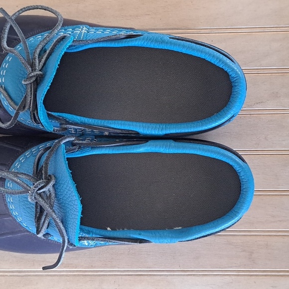 L.L. Bean 'Bean Boots' Low Leather Laced Rubber Mocs Duck Durable Qus Rain Boots - Picture 7 of 9